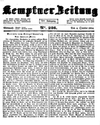 Kemptner Zeitung Mittwoch 4. Oktober 1854