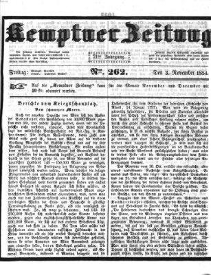 Kemptner Zeitung Freitag 3. November 1854