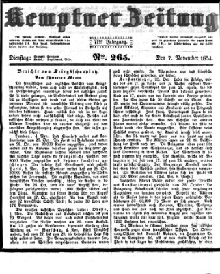 Kemptner Zeitung Dienstag 7. November 1854