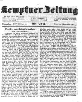 Kemptner Zeitung Donnerstag 16. November 1854