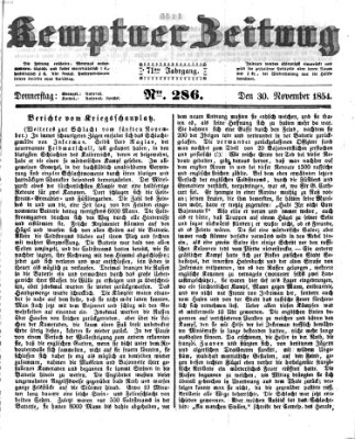 Kemptner Zeitung Donnerstag 30. November 1854