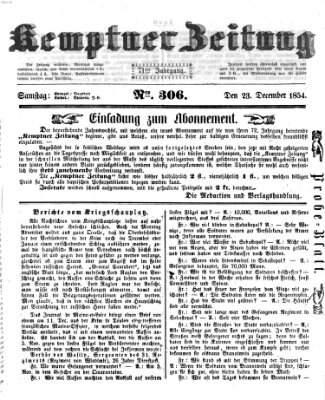 Kemptner Zeitung Samstag 23. Dezember 1854