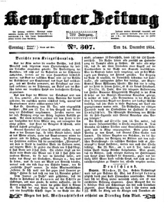 Kemptner Zeitung Sonntag 24. Dezember 1854