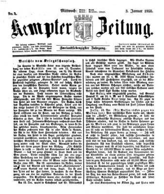 Kemptner Zeitung Mittwoch 3. Januar 1855