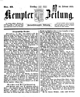 Kemptner Zeitung Dienstag 20. Februar 1855