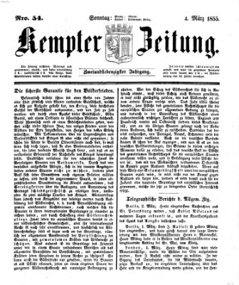 Kemptner Zeitung Sonntag 4. März 1855