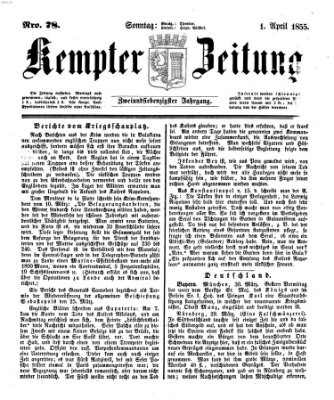 Kemptner Zeitung Sonntag 1. April 1855