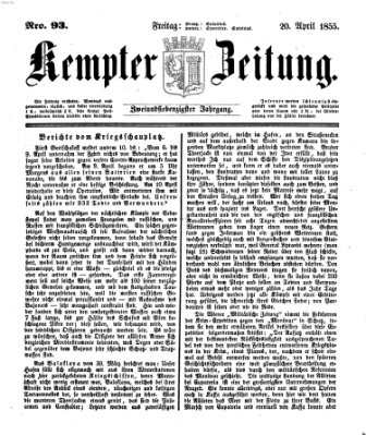 Kemptner Zeitung Freitag 20. April 1855