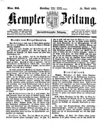 Kemptner Zeitung Samstag 21. April 1855