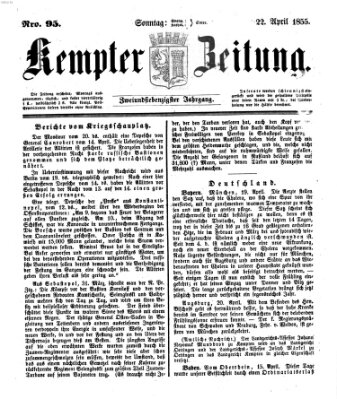 Kemptner Zeitung Sonntag 22. April 1855