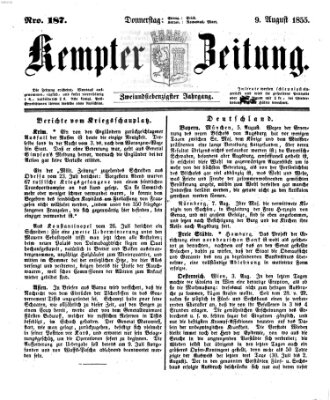 Kemptner Zeitung Donnerstag 9. August 1855