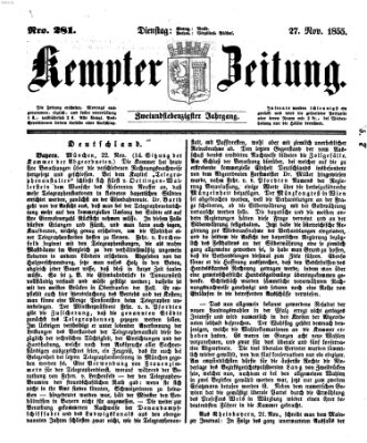 Kemptner Zeitung Dienstag 27. November 1855