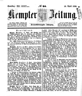 Kemptner Zeitung Samstag 19. April 1856