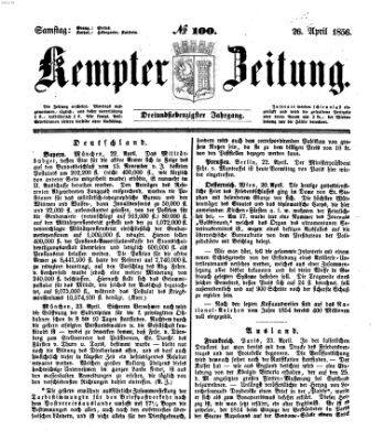 Kemptner Zeitung Samstag 26. April 1856