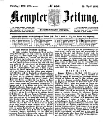 Kemptner Zeitung Dienstag 29. April 1856