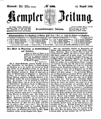 Kemptner Zeitung Mittwoch 13. August 1856