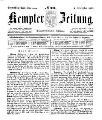 Kemptner Zeitung Donnerstag 4. September 1856