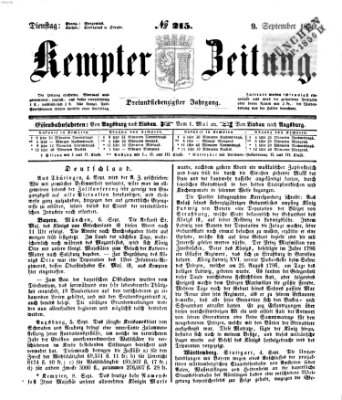 Kemptner Zeitung Dienstag 9. September 1856