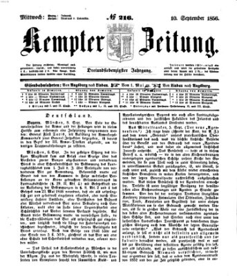 Kemptner Zeitung Mittwoch 10. September 1856