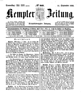 Kemptner Zeitung Donnerstag 11. September 1856