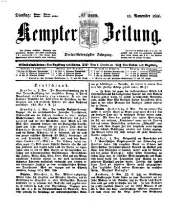 Kemptner Zeitung Dienstag 11. November 1856