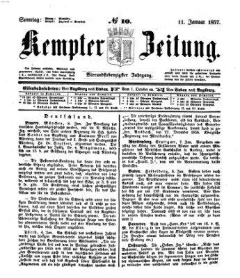 Kemptner Zeitung Sonntag 11. Januar 1857