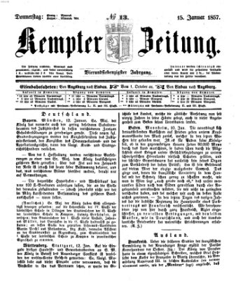 Kemptner Zeitung Donnerstag 15. Januar 1857