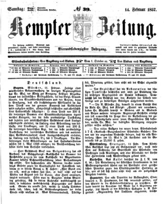 Kemptner Zeitung Samstag 14. Februar 1857