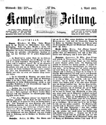 Kemptner Zeitung Mittwoch 1. April 1857