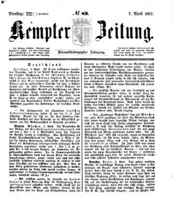 Kemptner Zeitung Dienstag 7. April 1857