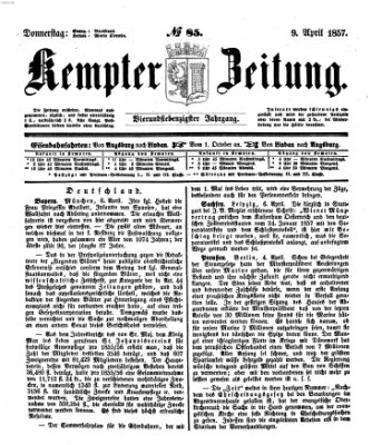 Kemptner Zeitung Donnerstag 9. April 1857