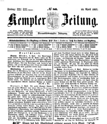 Kemptner Zeitung Freitag 10. April 1857