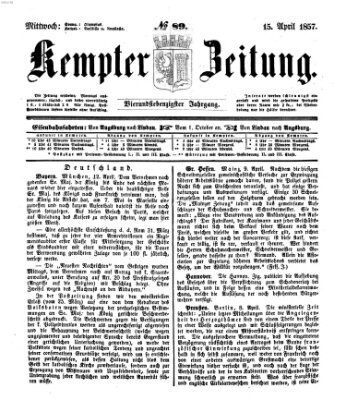 Kemptner Zeitung Mittwoch 15. April 1857