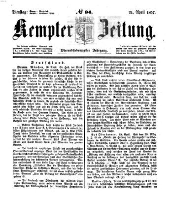 Kemptner Zeitung Dienstag 21. April 1857