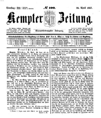 Kemptner Zeitung Dienstag 28. April 1857