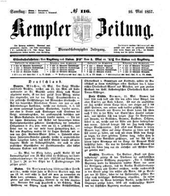 Kemptner Zeitung Samstag 16. Mai 1857