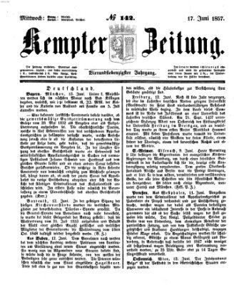 Kemptner Zeitung Mittwoch 17. Juni 1857