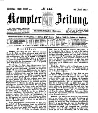 Kemptner Zeitung Samstag 20. Juni 1857