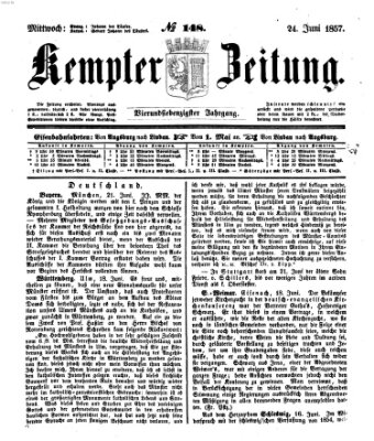 Kemptner Zeitung Mittwoch 24. Juni 1857