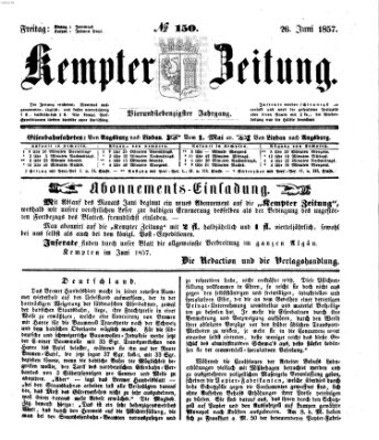 Kemptner Zeitung Freitag 26. Juni 1857