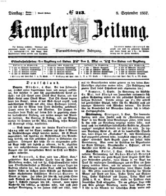 Kemptner Zeitung Dienstag 8. September 1857