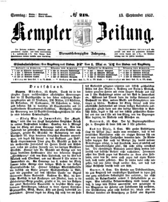 Kemptner Zeitung Sonntag 13. September 1857