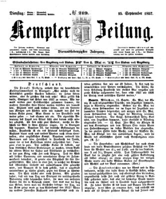 Kemptner Zeitung Dienstag 15. September 1857