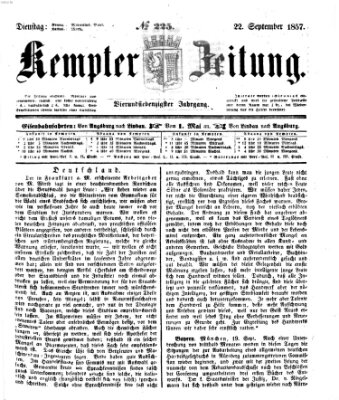 Kemptner Zeitung Dienstag 22. September 1857