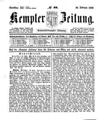 Kemptner Zeitung Samstag 26. Februar 1859