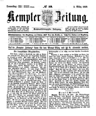 Kemptner Zeitung Donnerstag 3. März 1859