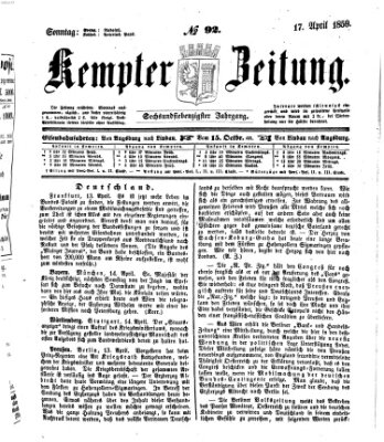 Kemptner Zeitung Sonntag 17. April 1859