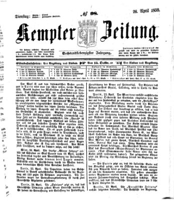 Kemptner Zeitung Dienstag 26. April 1859