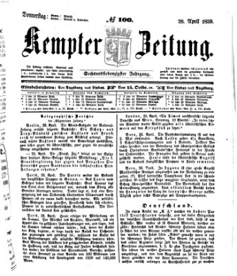 Kemptner Zeitung Donnerstag 28. April 1859