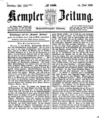 Kemptner Zeitung Dienstag 14. Juni 1859